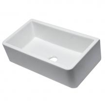 Alfi Trade AB3318SB-W - 33'' White Smooth Apron Solid Thick Wall Fireclay Single Bowl Farm Sink