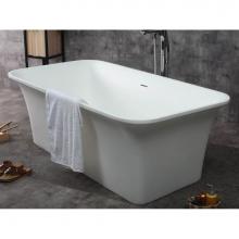 Alfi Trade AB9942 - 67'' White Rectangular Solid Surface Smooth Resin Soaking Bathtub