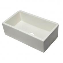 Alfi Trade AB3318SB-B - 33'' Biscuit Smooth Apron Solid Thick Wall Fireclay Single Bowl Farm Sink