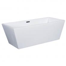 Alfi Trade AB8833 - 59 inch White Rectangular Acrylic Free Standing Soaking Bathtub