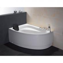 Alfi Trade AM161-R - EAGO AM161-R  5'' Single Person Corner White Acrylic Whirlpool Bath Tub - Drain on Right