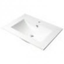 Alfi Trade ABC803 - ALFI brand ABC803 White 25'' Rectangular Drop In Ceramic Sink with Faucet Hole