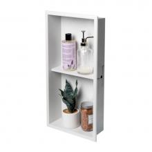 Alfi Trade ABNC1224-W - 12 x 24 White Matte Stainless Steel Vertical Double Shelf Bath Shower Niche