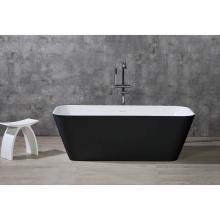 Alfi Trade AB9952BM - 67'' Black and White Matte Rectangular Solid Surface Resin Soaking Bathtub