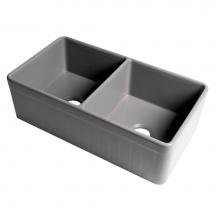 Alfi Trade ABF3318D-GM - Gray Matte Smooth Apron 33'' x 18'' Double Bowl Fireclay Farm Sink