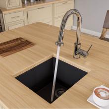 Alfi Trade AB1720UM-BLA - Black 17'' Undermount Rectangular Granite Composite Kitchen Prep Sink
