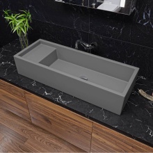 Alfi Trade AB39TRGM - 39'' Grey Matte Above Mount Fireclay Bathroom Trough Sink