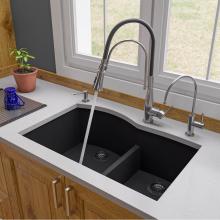 Alfi Trade AB3320UM-BLA - Black 33'' Double Bowl Undermount Granite Composite Kitchen Sink