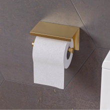 Alfi Trade ABTPP66-BG - Brushed Gold PVD Stainless Steel Toilet Paper Holder with Shelf