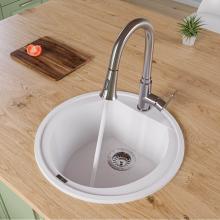 Alfi Trade AB2020DI-W - White 20'' Drop-In Round Granite Composite Kitchen Prep Sink