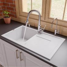 Alfi Trade AB1620DI-W - White 34'' Single Bowl Granite Composite Kitchen Sink with Drainboard