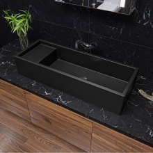 Alfi Trade AB39TRBM - 39'' Black Matte Above Mount Fireclay Bathroom Trough Sink