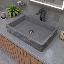Alfi Trade ABCO24R - 24'' Solid Concrete Chiseled Style Rectangular Above Mount Vessel Sink