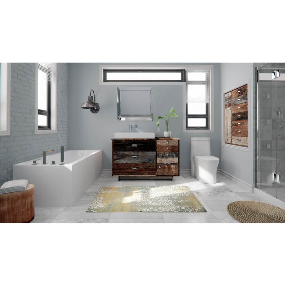 Flory De Colt Bathtub 31x60, With Left Tiling Flange And Skirt On 2 Sides, Right Drain, White With