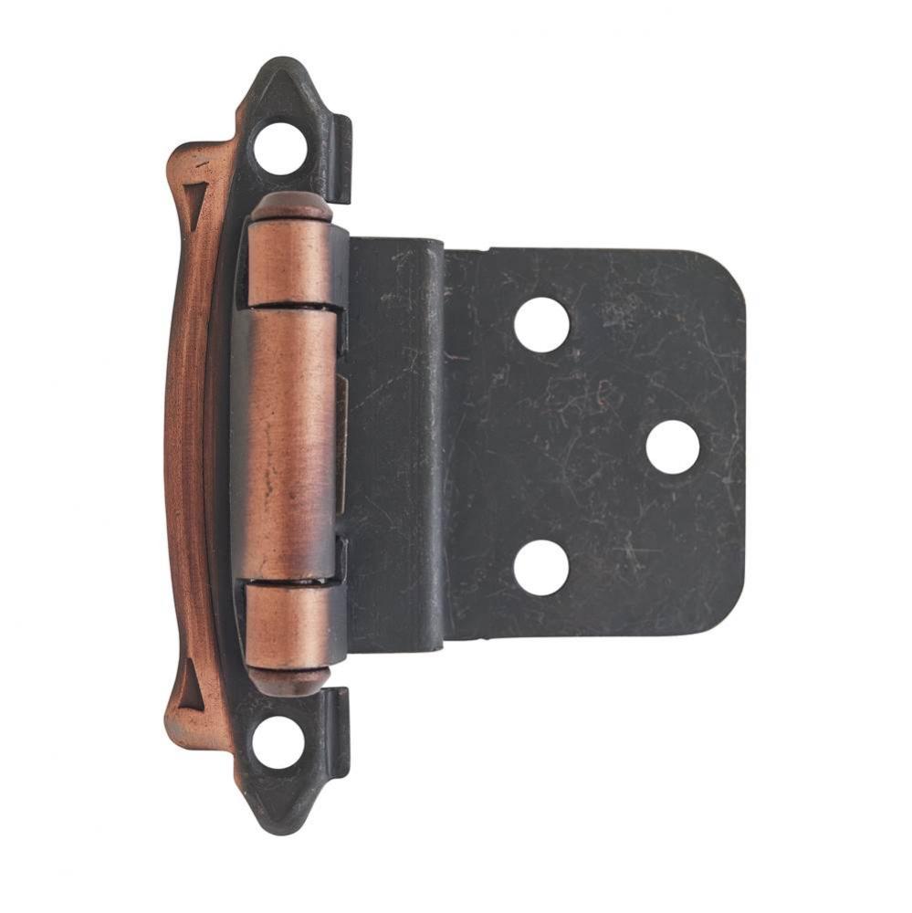 3/8in (10 mm) Inset Self-Closing, Face Mount Antique Copper Hinge - 2 Pack