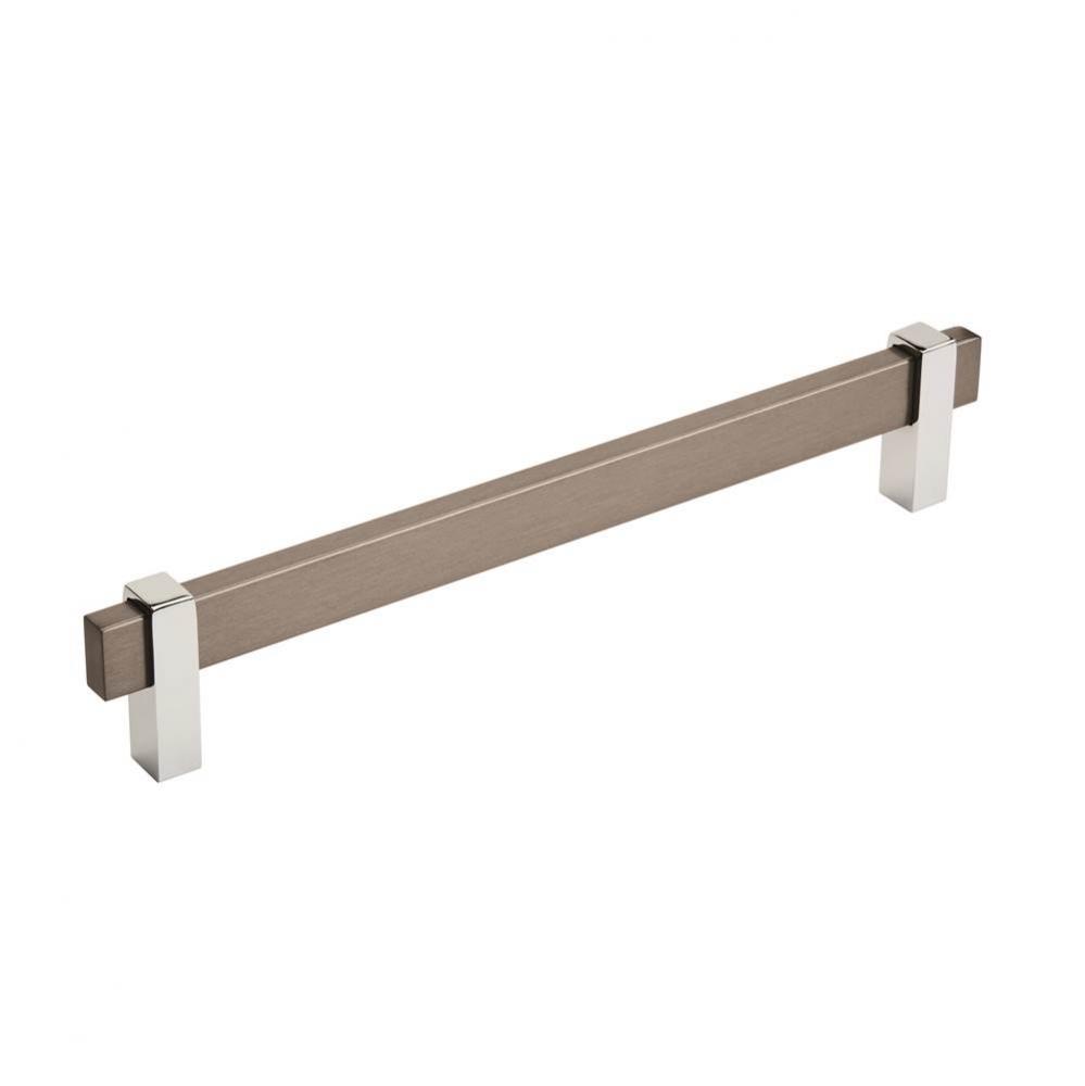 Mulino 7-9/16 in (192 mm) Center-to-Center Black Brushed Nickel/Polished Chrome Cabinet Pull