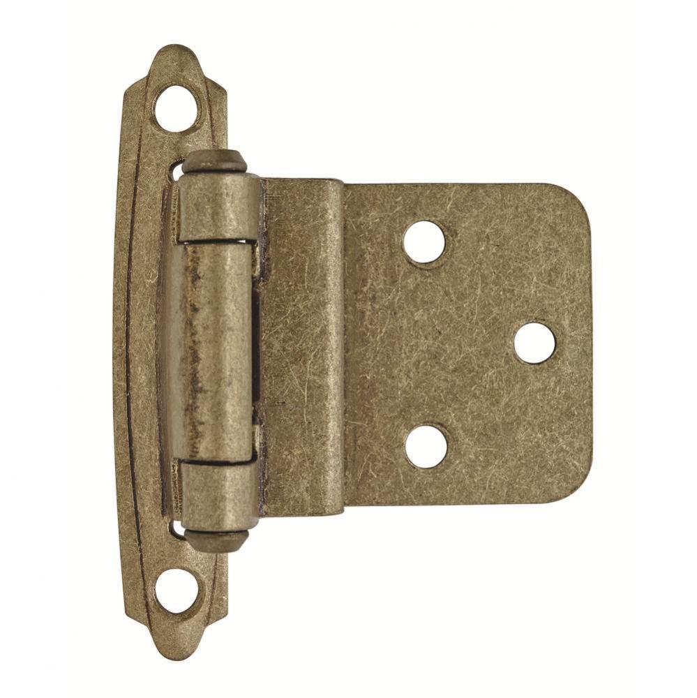 3/8in (10 mm) Inset Self-Closing, Face Mount Burnished Brass Hinge - 2 Pack