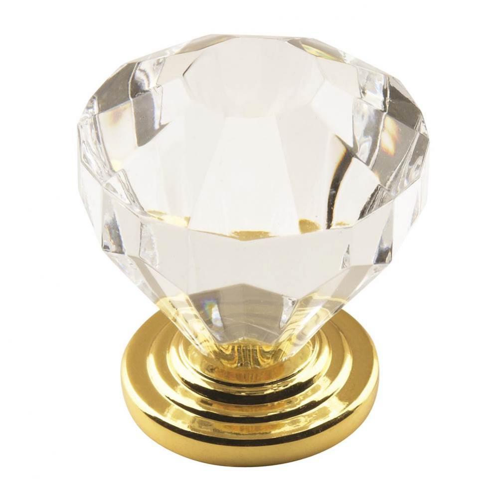 Traditional Classics 1-1/4 in (32 mm) Diameter Clear/Burnished Brass Cabinet Knob