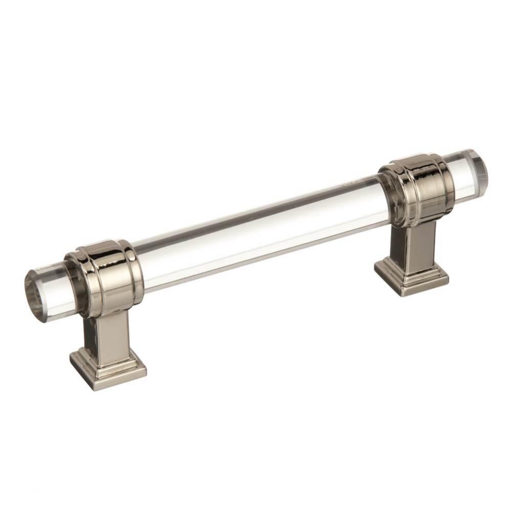 Glacio 3-3/4 in (96 mm) Center-to-Center Clear/Polished Nickel Cabinet Pull
