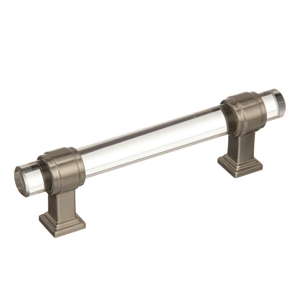 Glacio 3-3/4 in (96 mm) Center-to-Center Clear/Satin Nickel Cabinet Pull