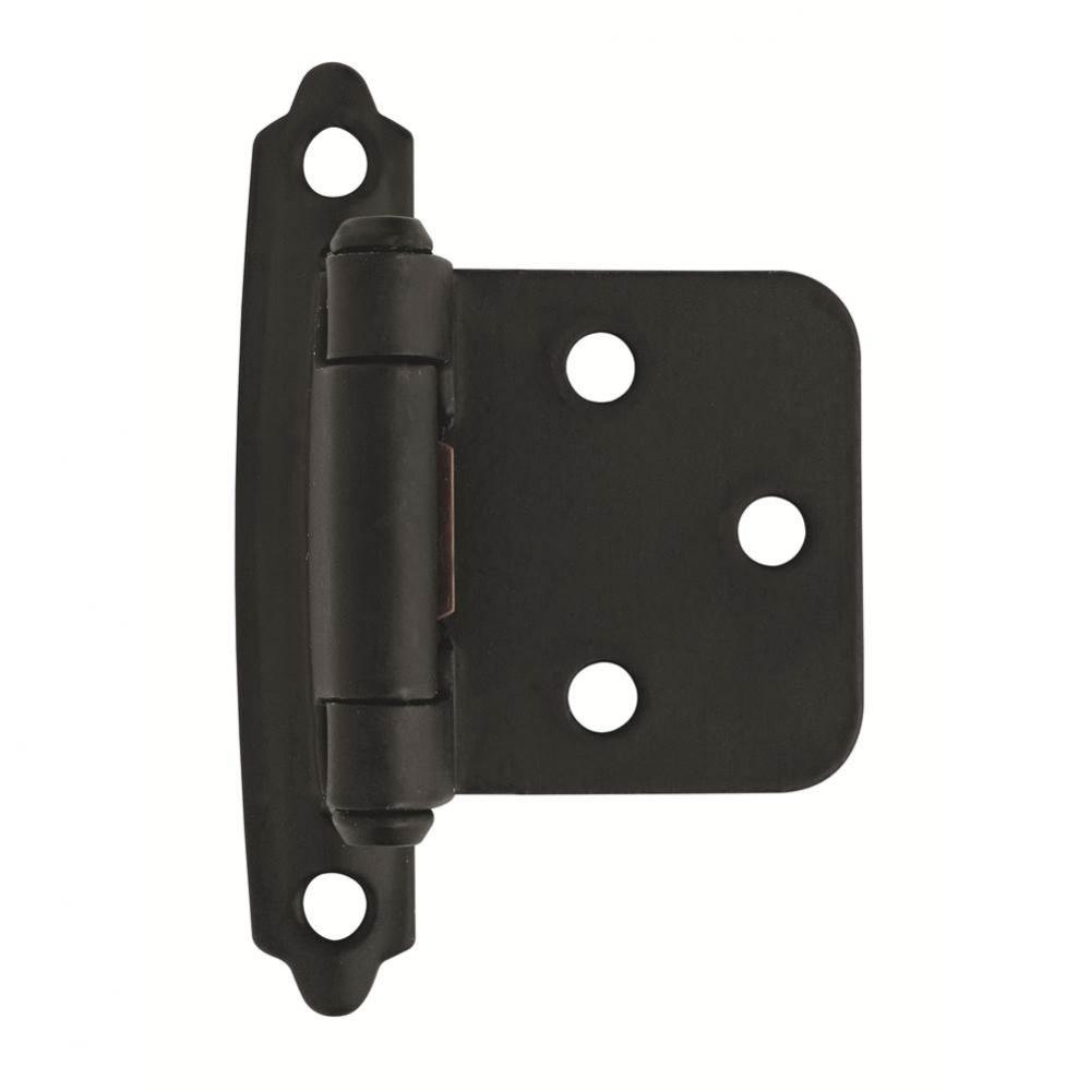 Variable Overlay Self-Closing, Face Mount Flat Black Hinge - 2 Pack