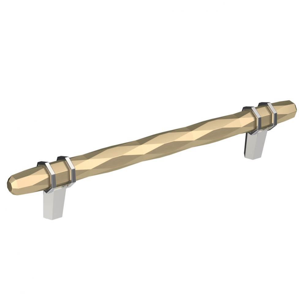 London 6-5/16 in (160 mm) Center-to-Center Golden Champagne/Polished Chrome Cabinet Pull