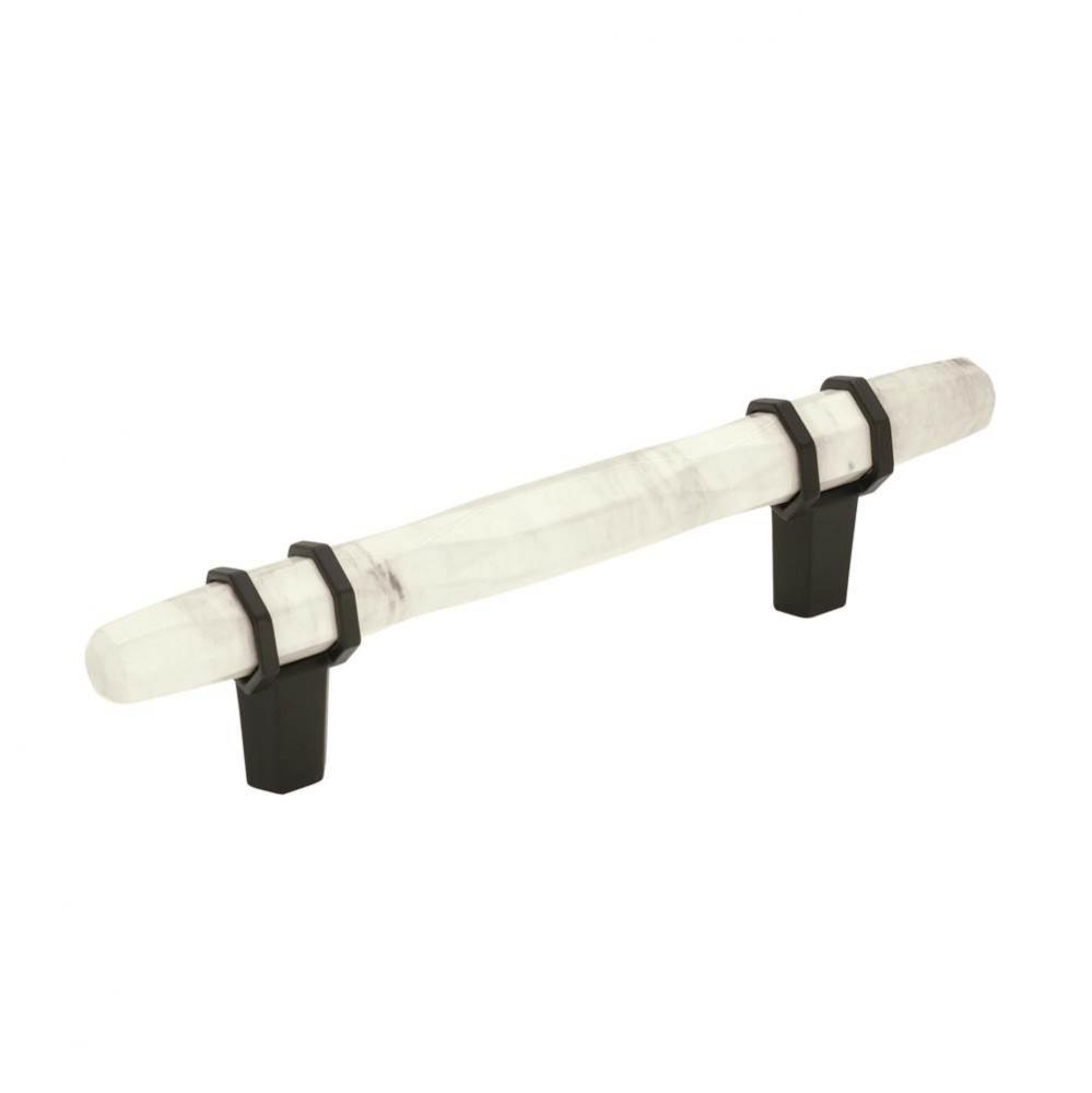 Carrione 3-3/4 in (96 mm) Center-to-Center Marble White/Black Bronze Cabinet Pull