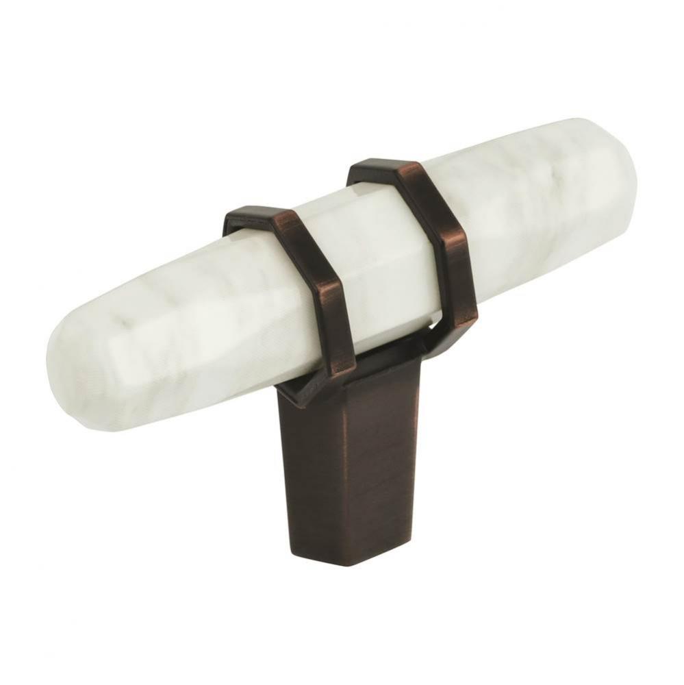 Carrione 2-1/2 in (64 mm) Length Marble White/Oil-Rubbed Bronze Cabinet Knob