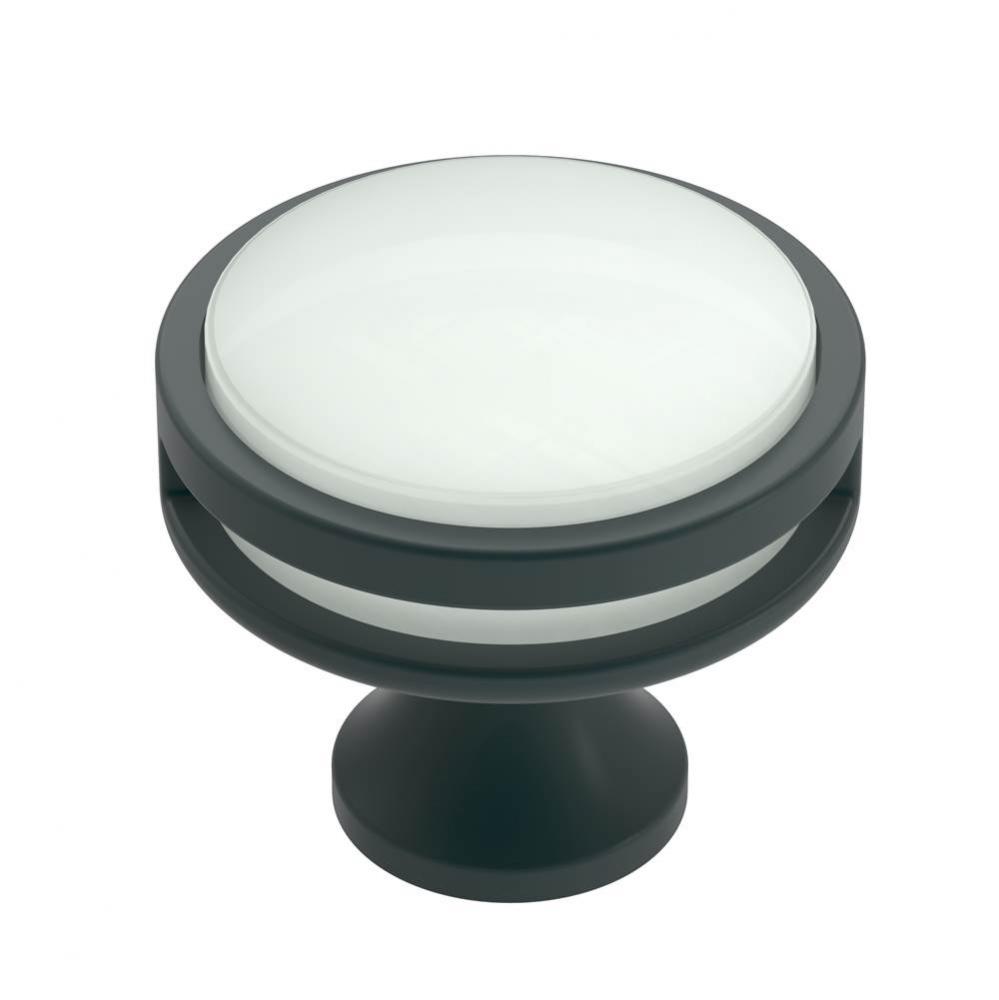 Oberon 1-3/8 in (35 mm) Diameter Matte Black/Frosted Cabinet Knob