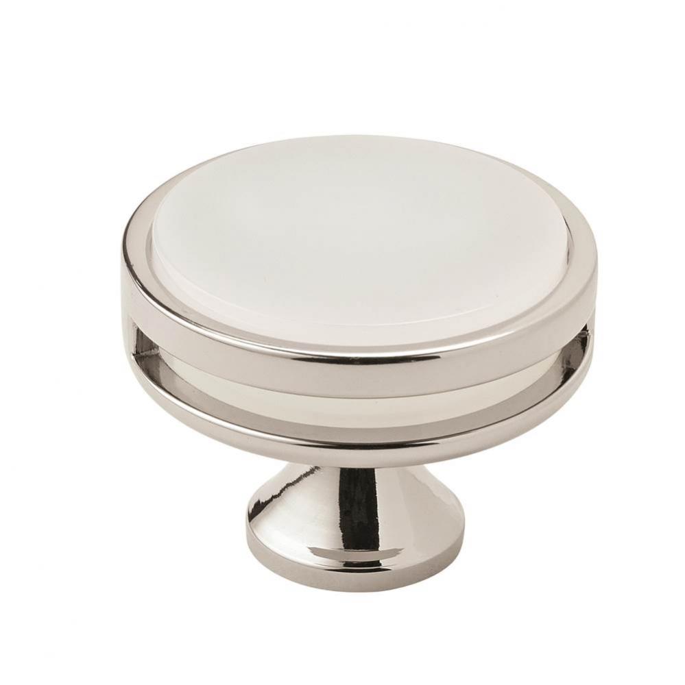 Oberon 1-3/4 in (44 mm) Diameter Polished Nickel/Frosted Cabinet Knob