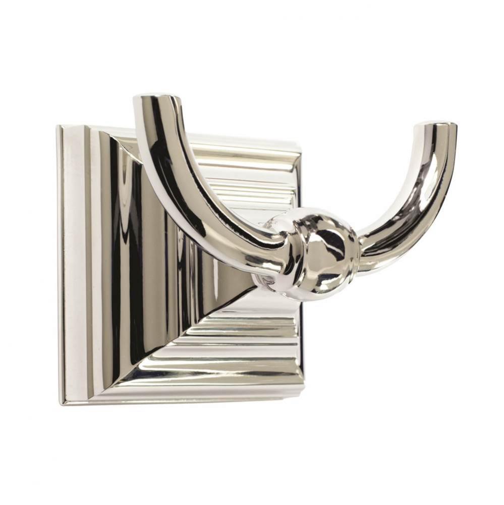 Markham Double Prong Robe Hook in Polished Nickel