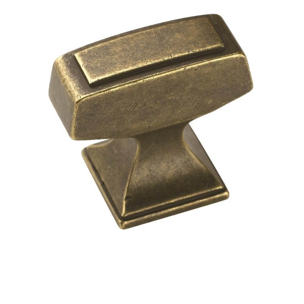 Mulholland 1-1/4 in (32 mm) Length Rustic Brass Cabinet Knob