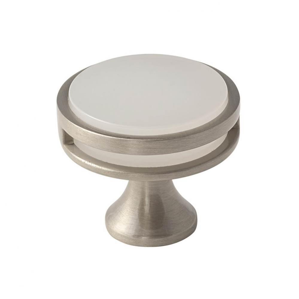 Oberon 1-3/8 in (35 mm) Diameter Satin Nickel/Frosted Cabinet Knob