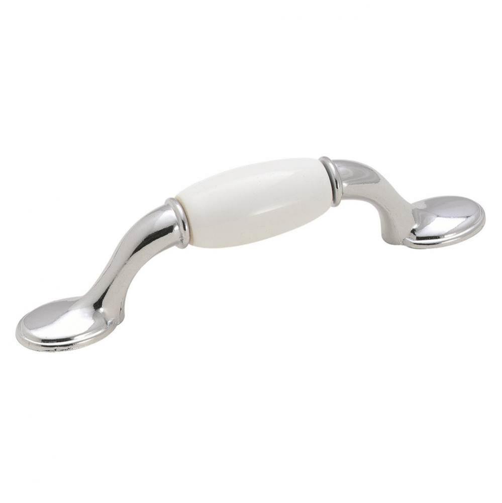 Allison Value 3 in (76 mm) Center-to-Center White/Polished Chrome Cabinet Pull