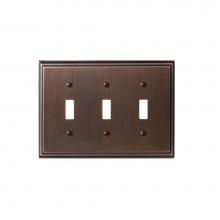 Amerock BP36516ORB - SWITCHPLATE-MULHOLLAND-3 TOGGLE-ORB