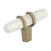Amerock BP36647MWBBZ - Carrione 2-1/2 in (64 mm) Length Marble White/Golden Champagne Cabinet Knob