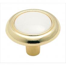 Amerock 244WPB - Allison Value 1-1/4 in (32 mm) Diameter White/Polished Brass Cabinet Knob