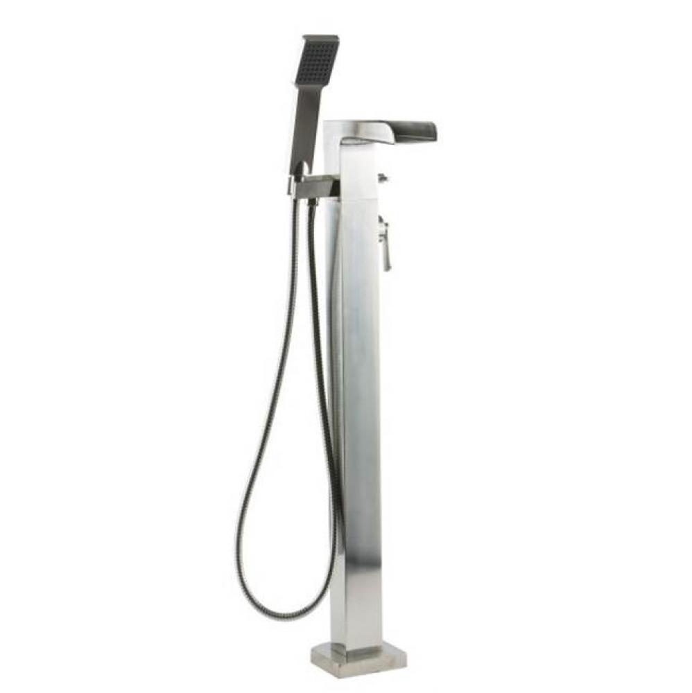 Kascade Floor Mount Tub Filler with Handshower Brushed Nickel - Trim Kit Only