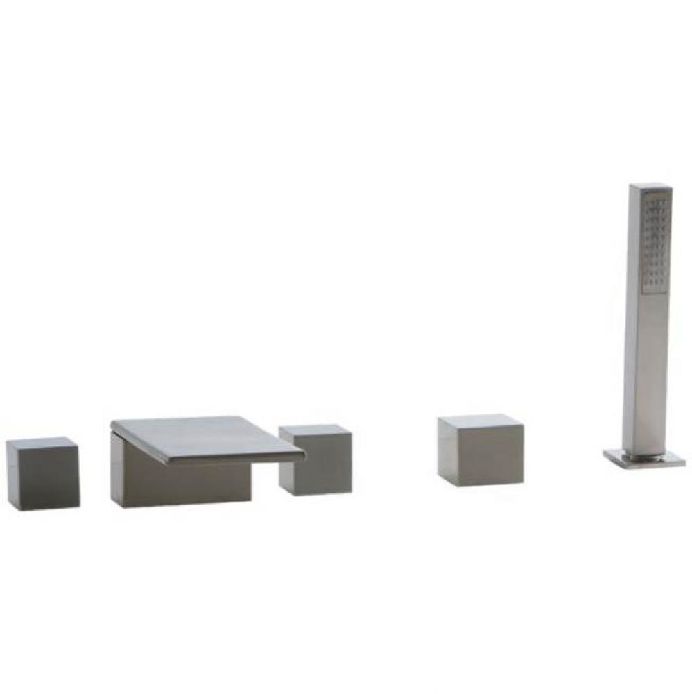 Milan 5-Hole Deck Mount Tub Filler SQU Brushed Nickel