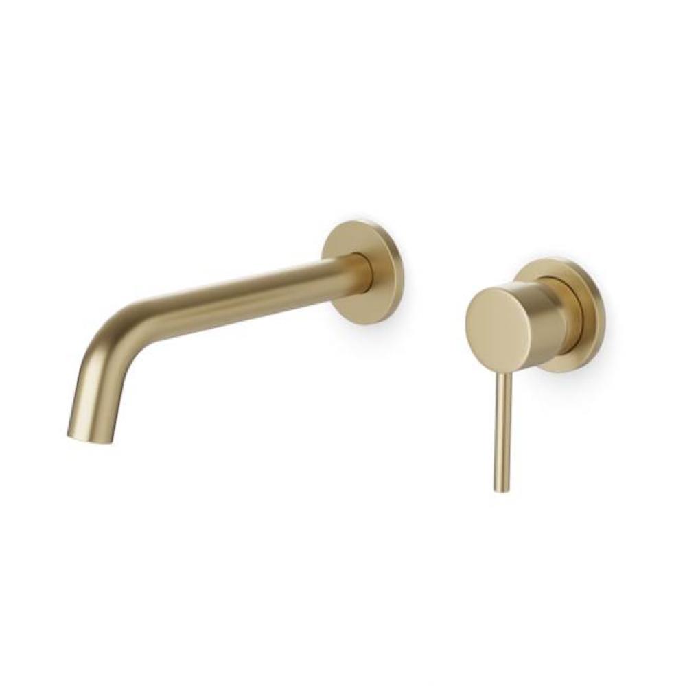 Round In-Wall Single Handle Lavatory Faucet Satin Brass