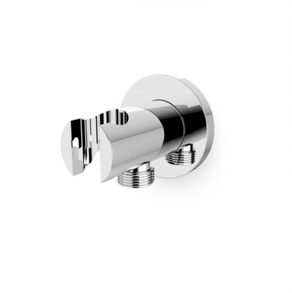 Shower Wall Outlet and Holder with Round Escutcheon Chrome