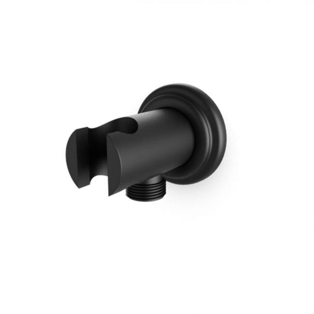 Shower Wall Outlet and Holder with Classic Escutcheon Black