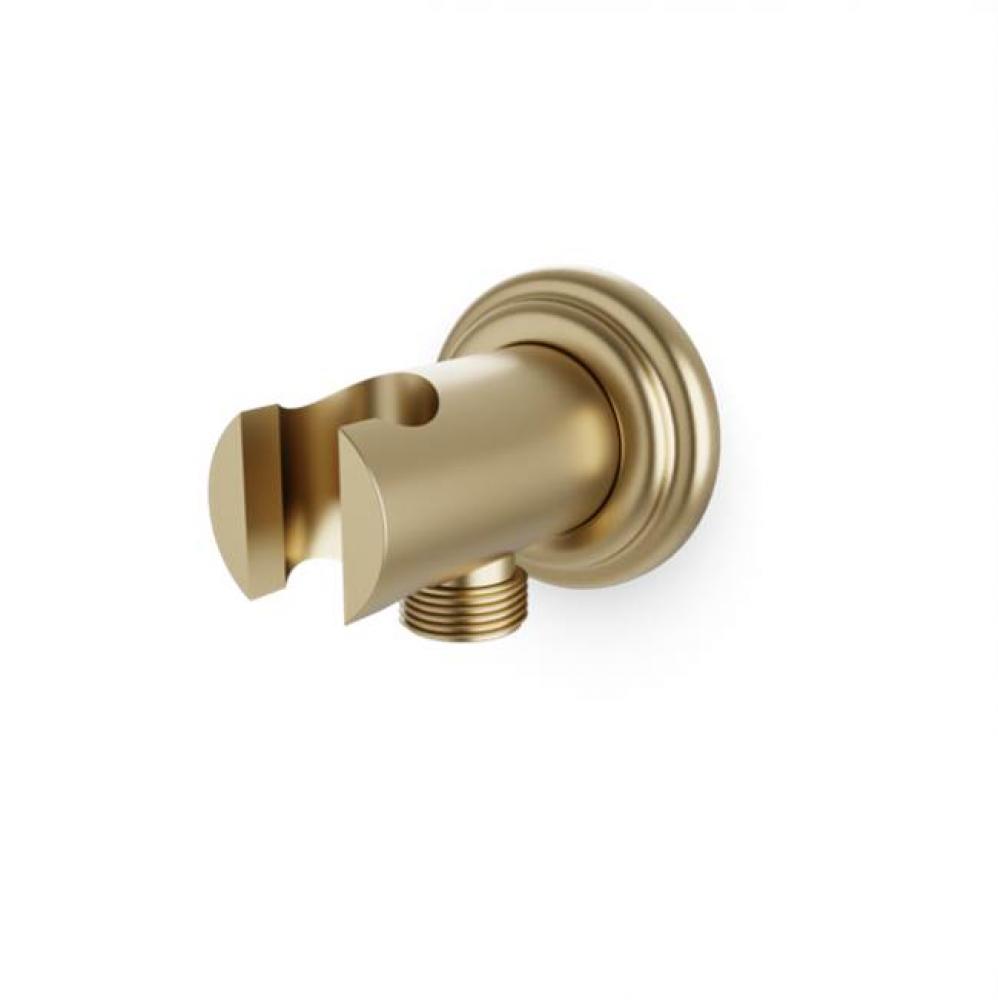 Shower Wall Outlet and Holder with Classic Escutcheon Satin Brass