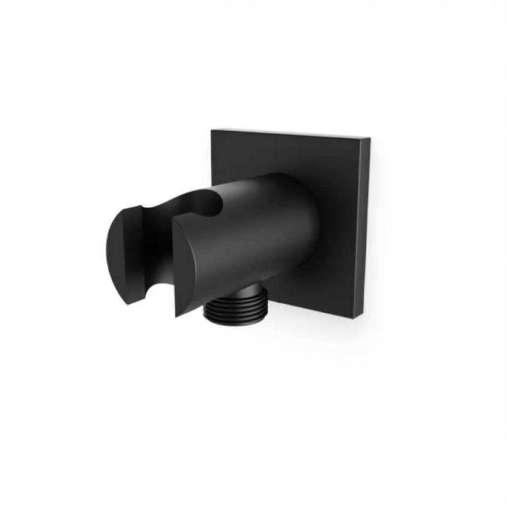 Shower Wall Outlet and Holder with Square Escutcheon Black