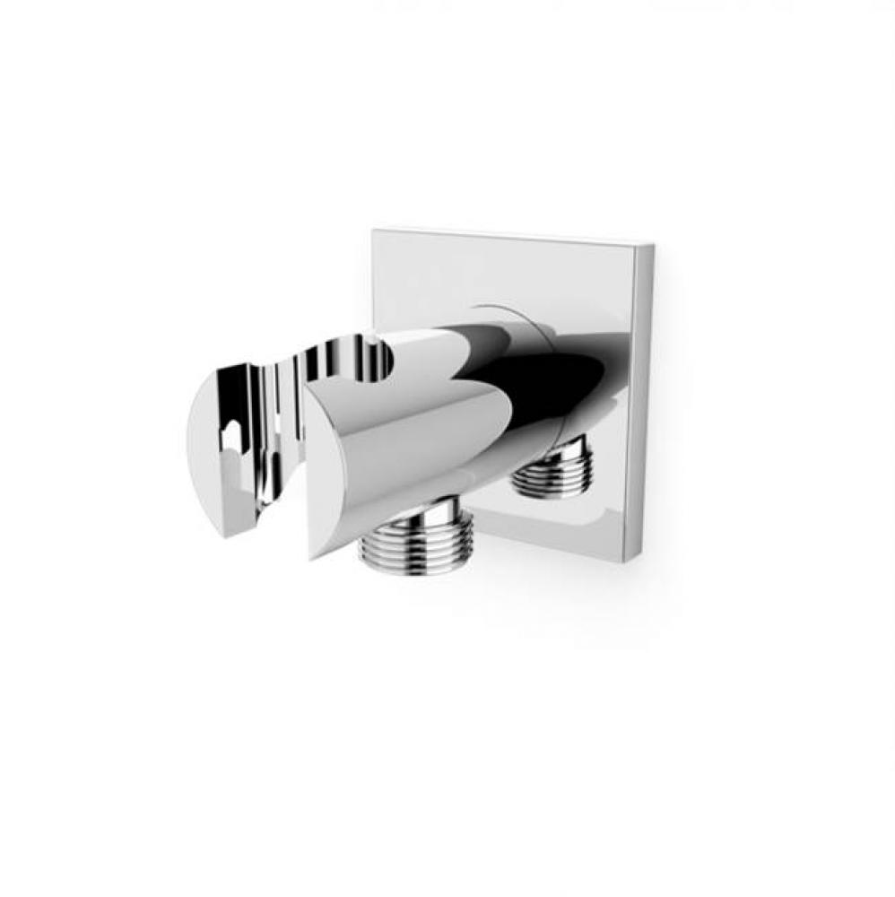 Shower Wall Outlet and Holder with Square Escutcheon Chrome