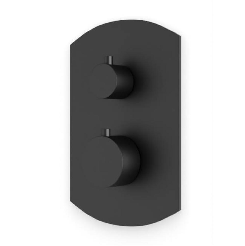 Transitional Thermostat with 3-Way Diverter & Off Position Trim Kit with Round Handles Matte B