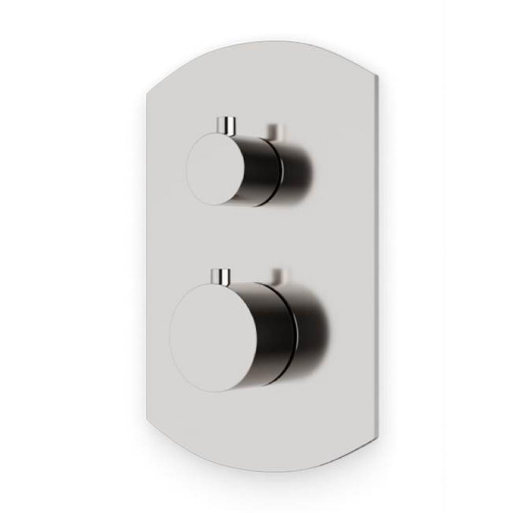 Transitional Thermostat with 3-Way Diverter & Off Position Trim Kit with Round Handles Brushed