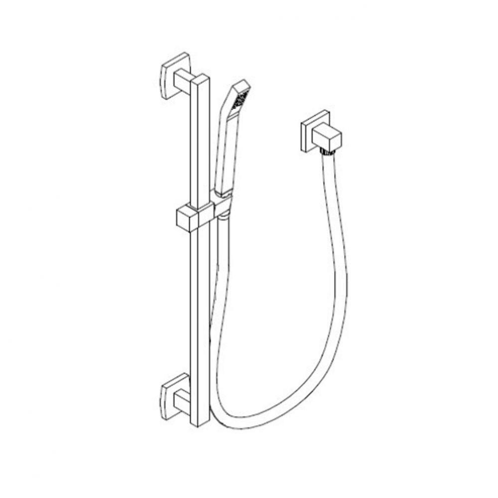 Milan Flexible Hose Shower Kit with Slide Bar & Separate Water Outlet, Chrome