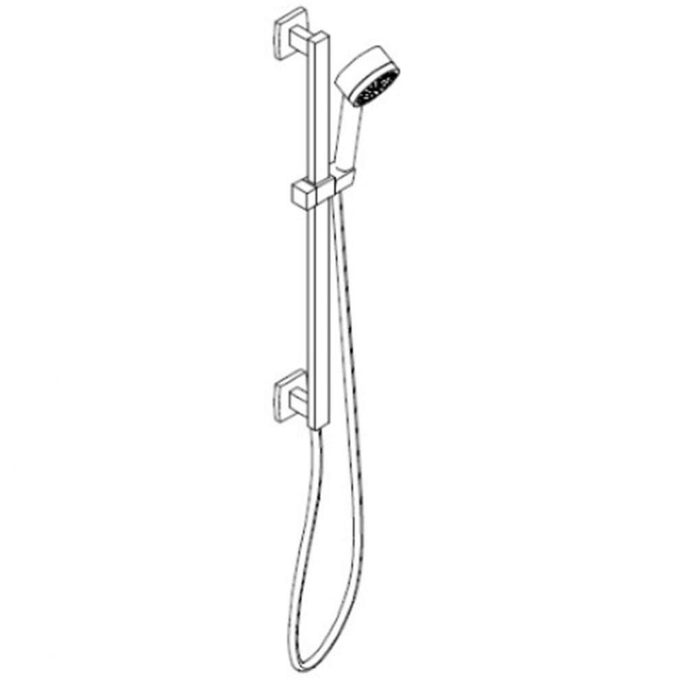 Otella Five Function Flexible Hose Shower Kit with Slide Bar & Integrated Water Outlet Chrome