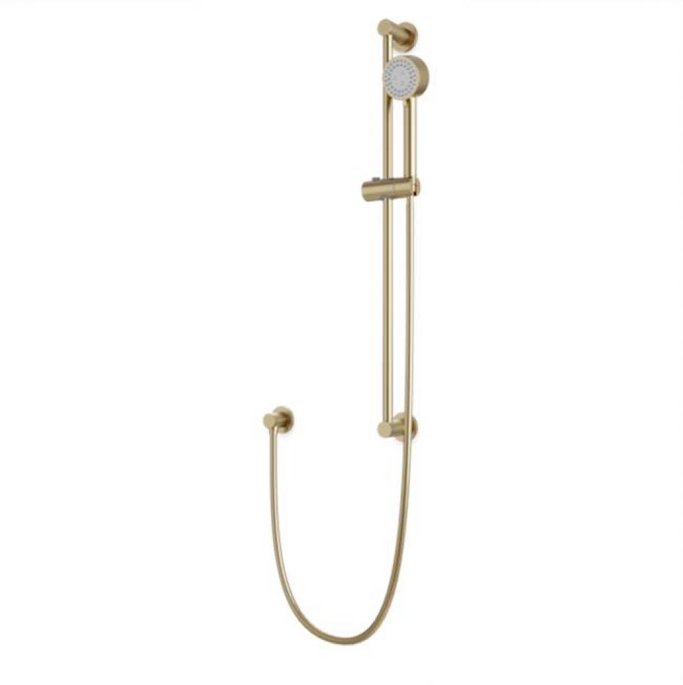 Round Slidebar Kit with Separate Water Outlet and Multifunction Hand Shower Satin Brass